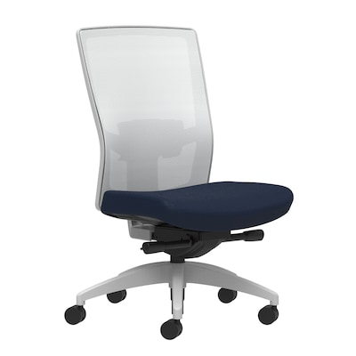 Union & Scale Workplace2.0™ Fabric Task Chair, Navy, Adjustable Lumbar, Armless, Advanced Synchro-Ti
