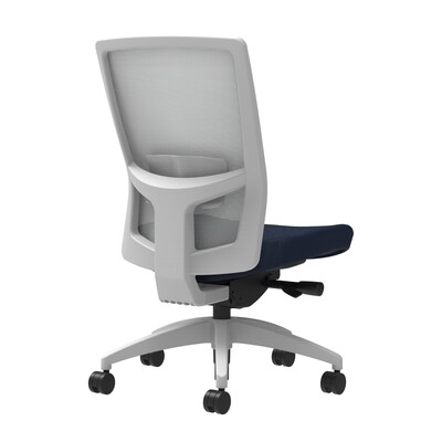 Union & Scale Workplace2.0™ Fabric Task Chair, Navy, Adjustable Lumbar, Armless, Advanced Synchro-Tilt Seat Control (53573)