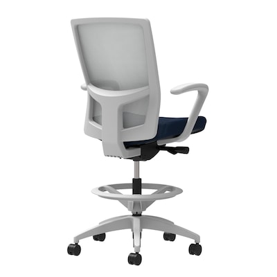 Union & Scale Workplace2.0™ Fabric Stool, Navy, Integrated Lumbar, Fixed Arms, Synchro-Tilt, Partial Assembly Required