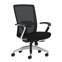 Union & Scale Workplace2.0™ Fabric Task Chair, Black, Adjustable Lumbar, Fixed Arms, Synchro-Tilt w/