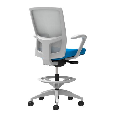 Union & Scale Workplace2.0™ Fabric Stool, Cobalt, Integrated Lumbar, Fixed Arms, Synchro-Tilt, Partial Assembly Required