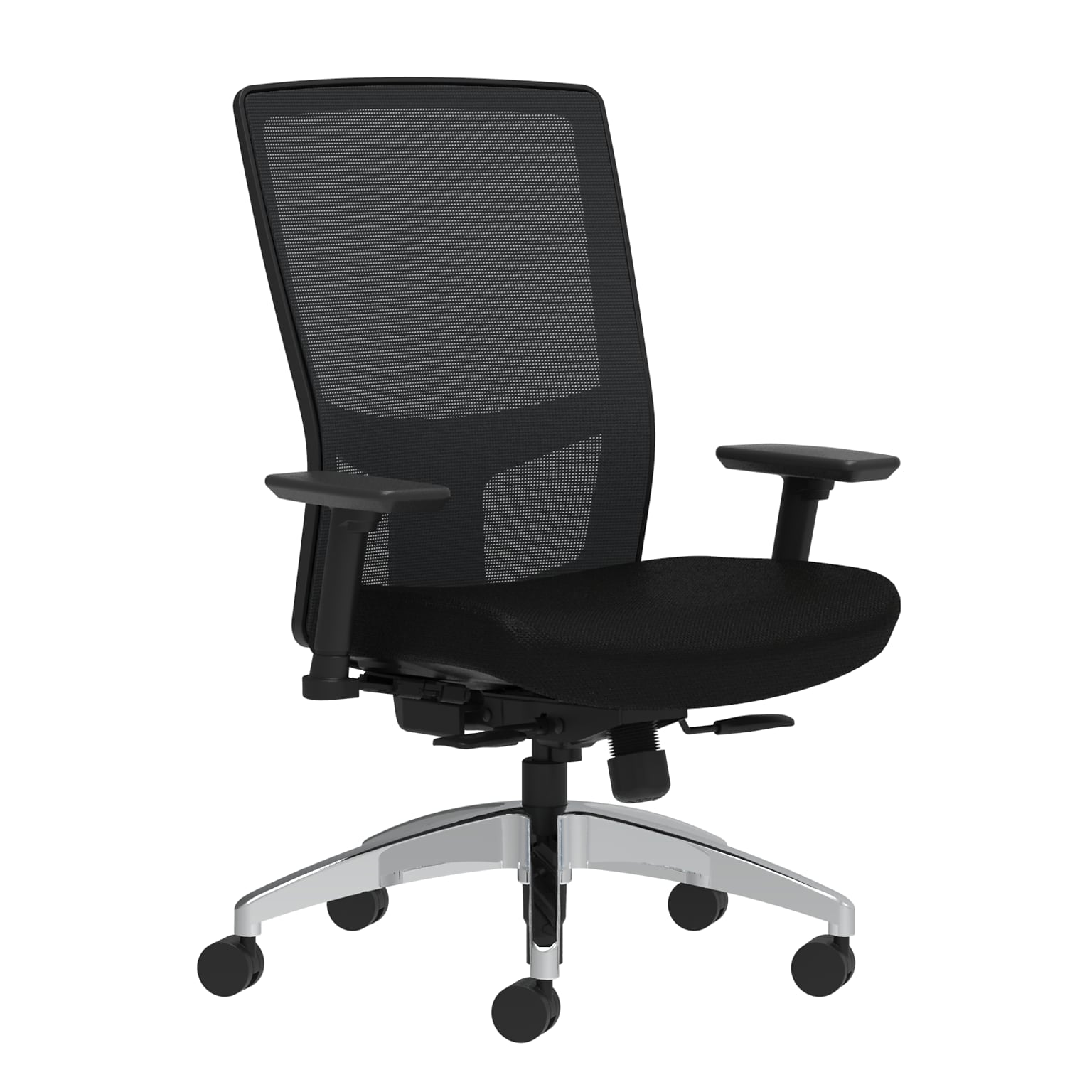 Union & Scale Workplace2.0™ Fabric Task Chair, Black, Integrated Lumbar, 2D Arms, Synchro-Tilt with Seat Slide (53675)