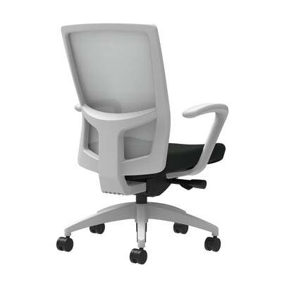 Union & Scale Workplace2.0™ Task Chair, Black Vinyl, Integrated Lumbar, Fixed Arms, Advanced Synchro-Tilt Seat Control (53594)