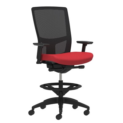 Union & Scale Workplace2.0™ Fabric Stool, Cherry, Integrated Lumbar, Height/Width Adjustable Arms, Synchro-Tilt Control (53833)