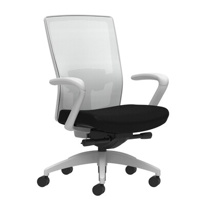 Union & Scale Workplace2.0™ Fabric Task Chair, Black, Adjustable Lumbar, Fixed Arms, Advanced Synchr