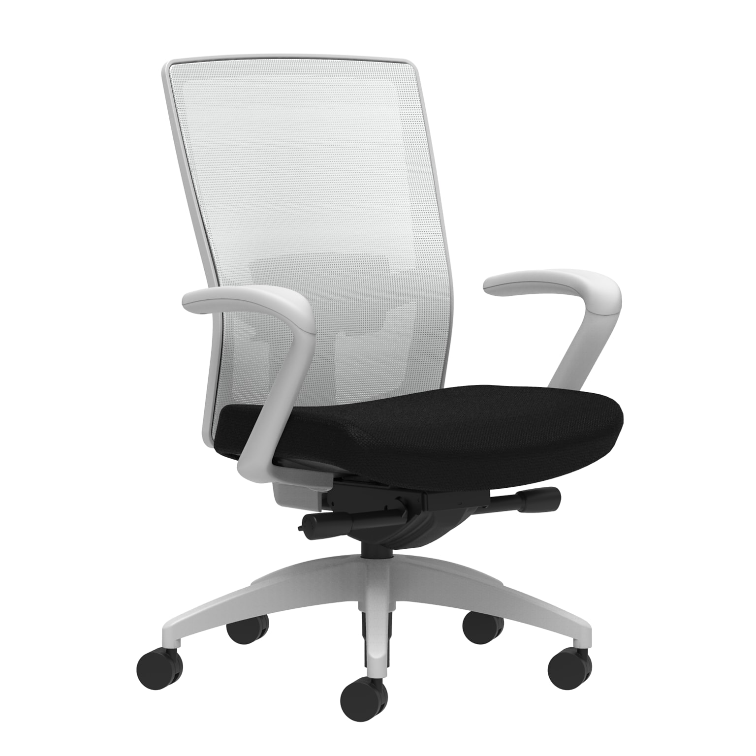 Union & Scale Workplace2.0™ Fabric Task Chair, Black, Adjustable Lumbar, Fixed Arms, Advanced Synchro-Tilt Seat Control (53589)