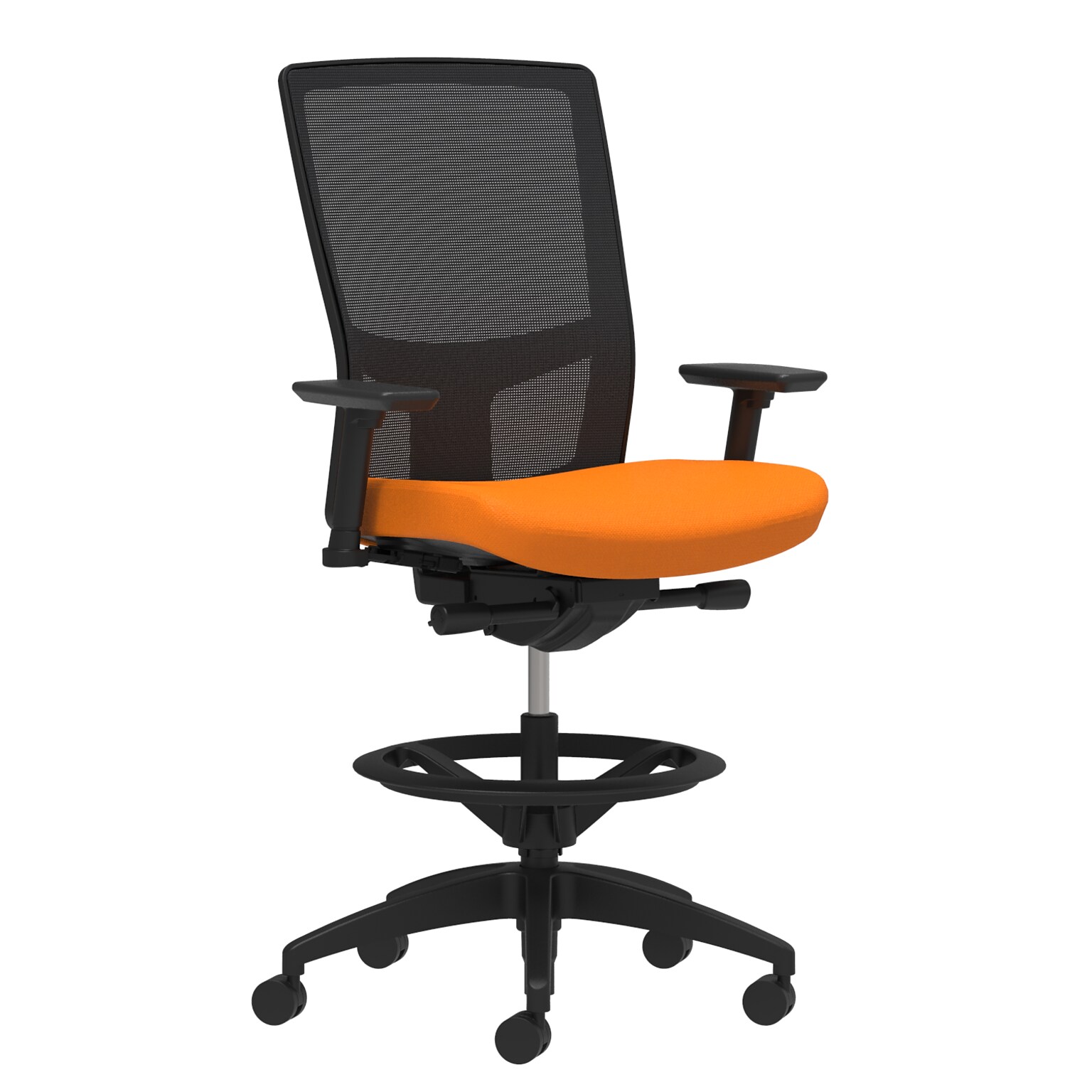 Union & Scale Workplace2.0™ Fabric Stool, Apricot, Integrated Lumbar, 2D Arms, Synchro-Tilt (53831)