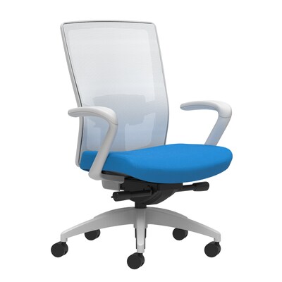Union & Scale Workplace2.0™ Fabric Task Chair, Cobalt, Adjustable Lumbar, Fixed Arms, Advanced Synch
