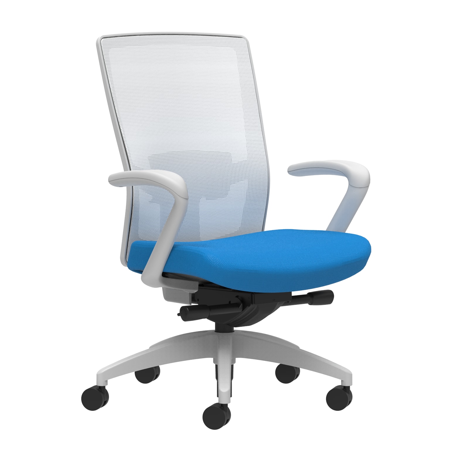 Union & Scale Workplace2.0™ Fabric Task Chair, Cobalt, Adjustable Lumbar, Fixed Arms, Advanced Synchro-Tilt Seat Control (53583)