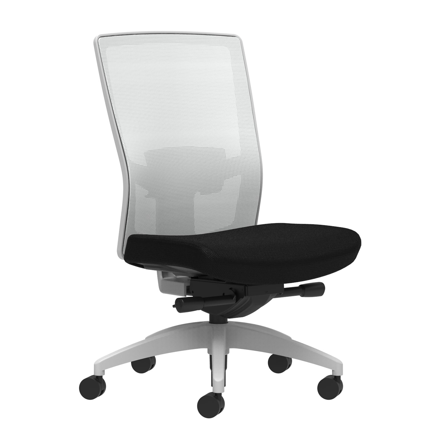 Union & Scale Workplace2.0™ Fabric Task Chair, Black, Adjustable Lumbar, Armless, Advanced Synchro-Tilt Seat Control (53567)