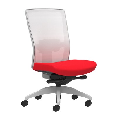 Union & Scale Workplace2.0™ Fabric Task Chair, Ruby Red, Adjustable Lumbar, Armless, Advanced Synchr