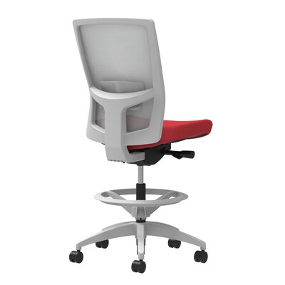 Union & Scale Workplace2.0™ Fabric Stool, Cherry, Adjustable Lumbar, Armless, Synchro-Tilt, Partial Assembly Required