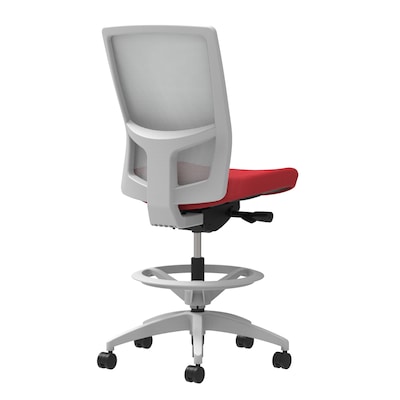 Union & Scale Workplace2.0™ Fabric Stool, Cherry, Integrated Lumbar, Armless, Synchro-Tilt, Partial