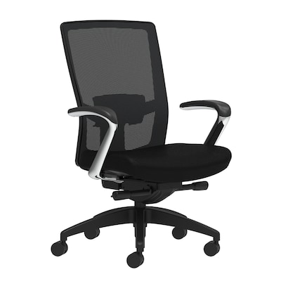 Union & Scale Workplace2.0™ Fabric Task Chair, Black, Adjustable Lumbar, Fixed Arms, Advanced Synchr