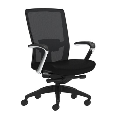 Union & Scale Workplace2.0™ Fabric Task Chair, Black, Adjustable Lumbar, Fixed Arms, Advanced Synchro-Tilt Seat Control (53680)