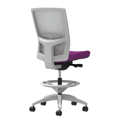 Union & Scale Workplace2.0™ Fabric Stool, Amethyst, Adjustable Lumbar, Armless, Synchro-Tilt Seat Co