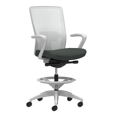 Union & Scale Workplace2.0™ Fabric Stool, Iron Ore, Adjustable Lumbar, Fixed Arms, Synchro-Tilt Seat