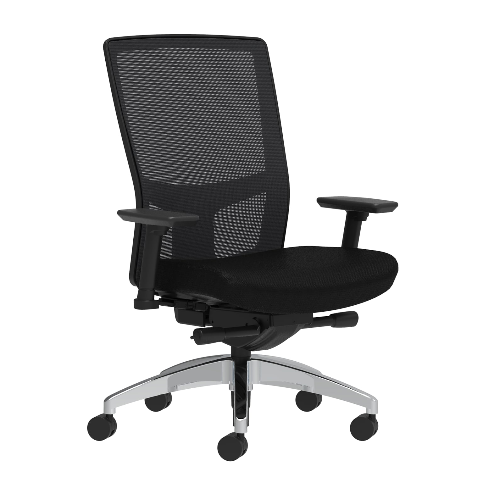 Union & Scale Workplace2.0™ Fabric Task Chair, Black, Integrated Lumbar, 2D Arms, Advanced Synchro-Tilt (53677)