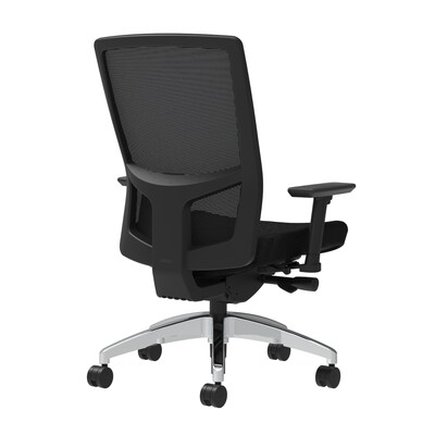 Union & Scale Workplace2.0™ Fabric Task Chair, Black, Integrated Lumbar, 2D Arms, Advanced Synchro-T