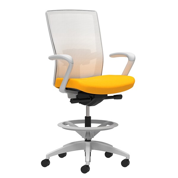 Union & Scale Workplace2.0™ Fabric Stool, Goldenrod, Adjustable Lumbar, Fixed Arms, Synchro-Tilt Seat Control (53792)