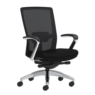 Union & Scale Workplace2.0™ Fabric Task Chair, Black, Adjustable Lumbar, Fixed Arms, Advanced Synchro-Tilt Seat Control (53672)