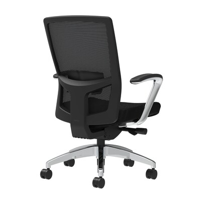 Union & Scale Workplace2.0™ Fabric Task Chair, Black, Adjustable Lumbar, Fixed Arms, Advanced Synchro-Tilt Seat Control (53672)
