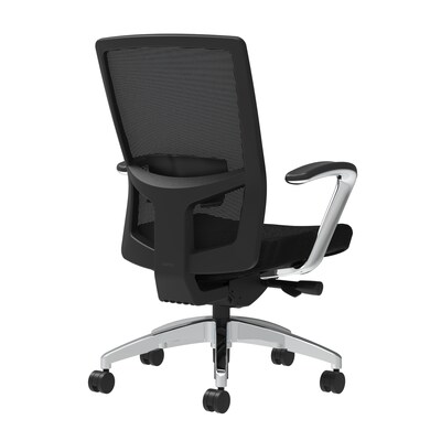 Union & Scale Workplace2.0™ Fabric Task Chair, Black, Adjustable Lumbar, Fixed Arms, Advanced Synchr