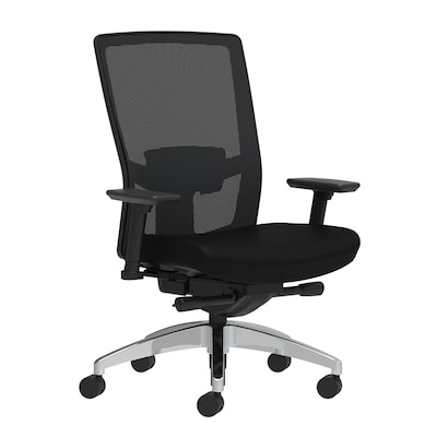 Union & Scale Workplace2.0™ Fabric Task Chair, Black, Adjustable Lumbar, 2D Arms, Advanced Synchro-Tilt (53676)