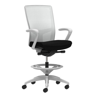 Union & Scale Workplace2.0™ Fabric Stool, Black, Integrated Lumbar, Fixed Arms, Synchro-Tilt, Partial Assembly Required