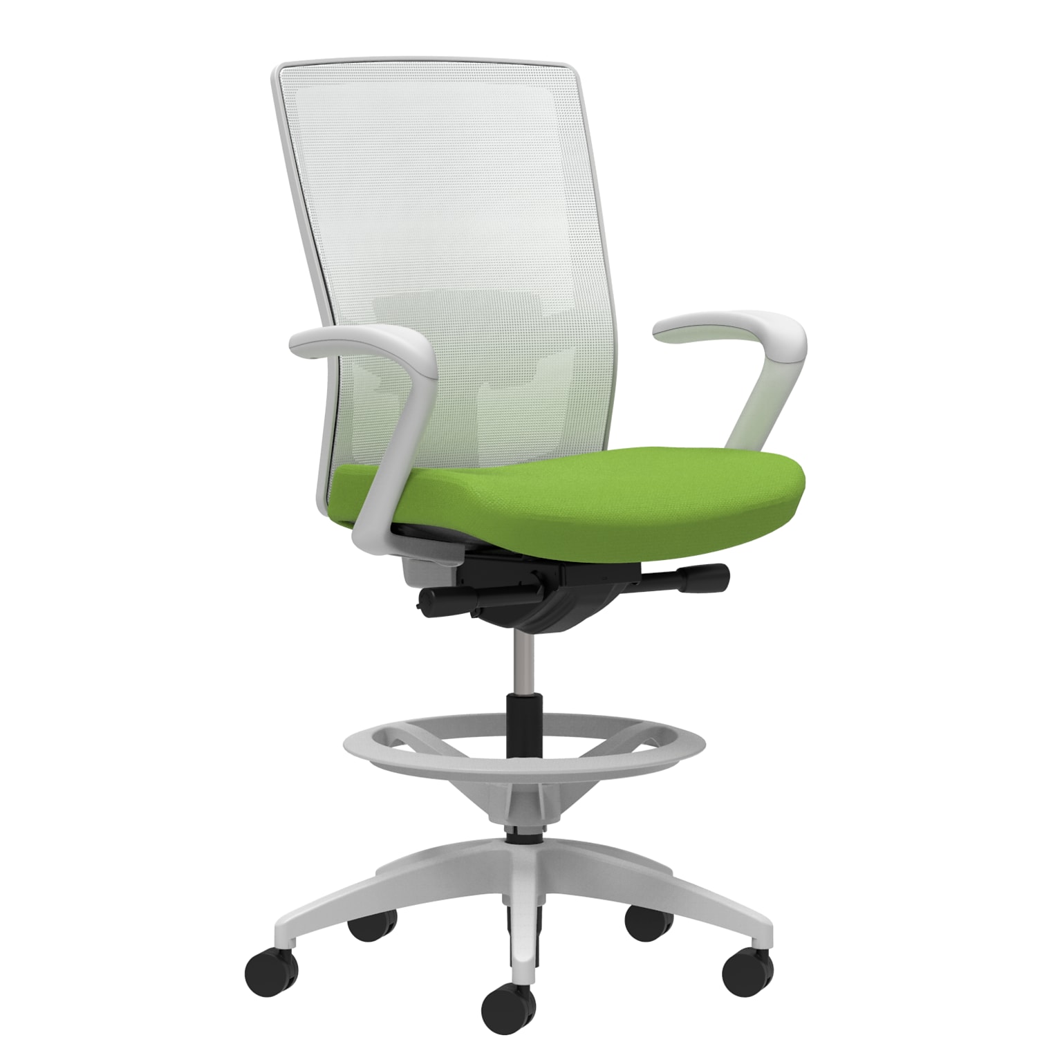 Union & Scale Workplace2.0™ Fabric Stool, Pear, Adjustable Lumbar, Fixed Arms, Synchro-Tilt, Partial Assembly Required