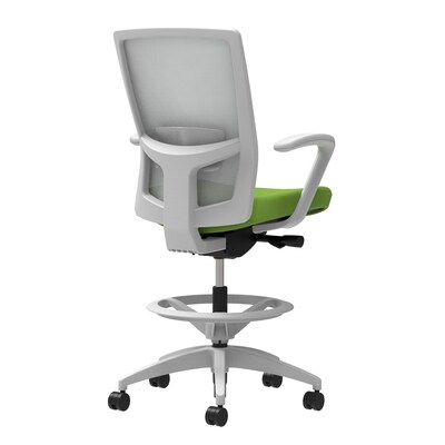 Union & Scale Workplace2.0™ Fabric Stool, Pear, Adjustable Lumbar, Fixed Arms, Synchro-Tilt, Partial Assembly Required