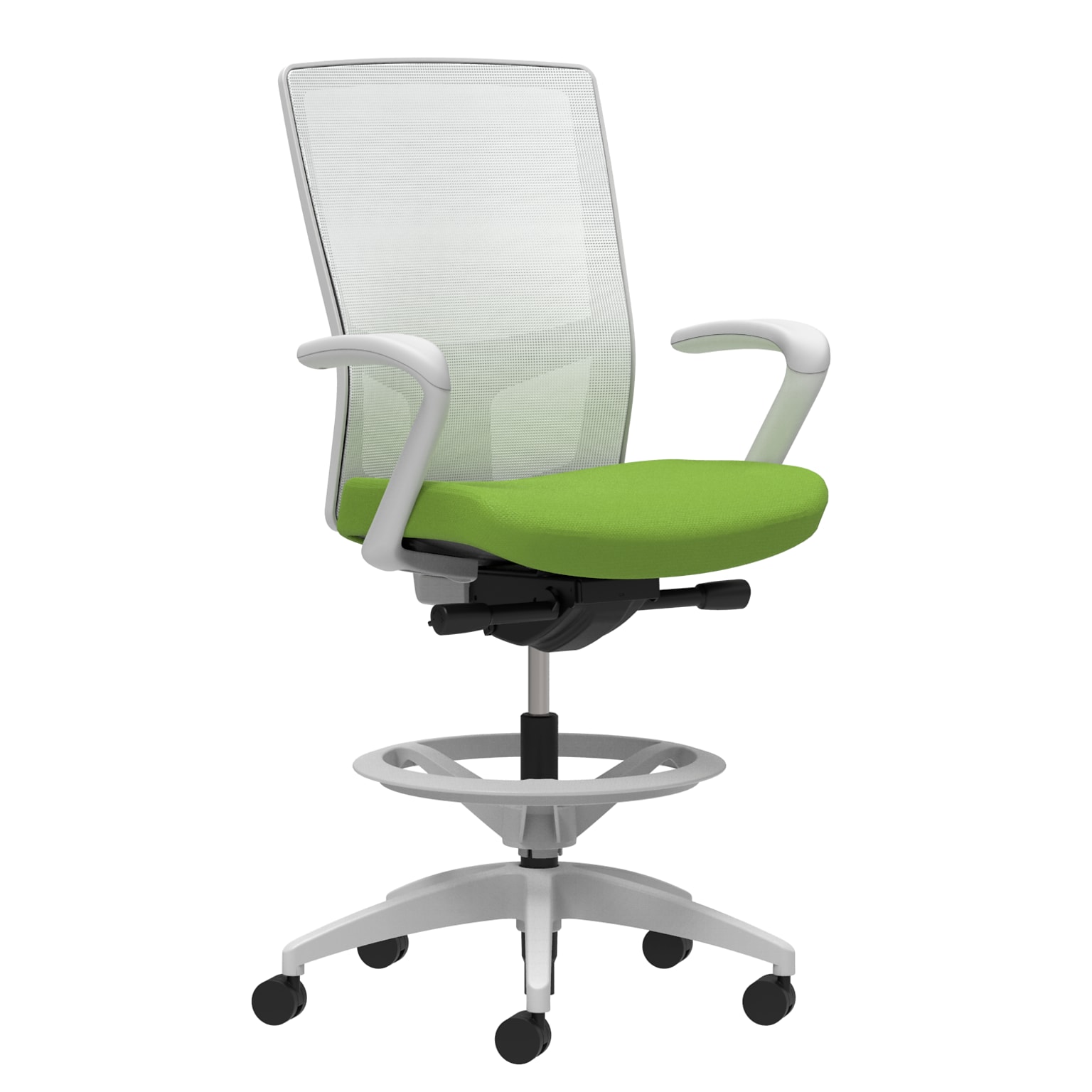 Union & Scale Workplace2.0™ Fabric Stool, Pear, Integrated Lumbar, Fixed Arms, Synchro-Tilt, Partial Assembly Required
