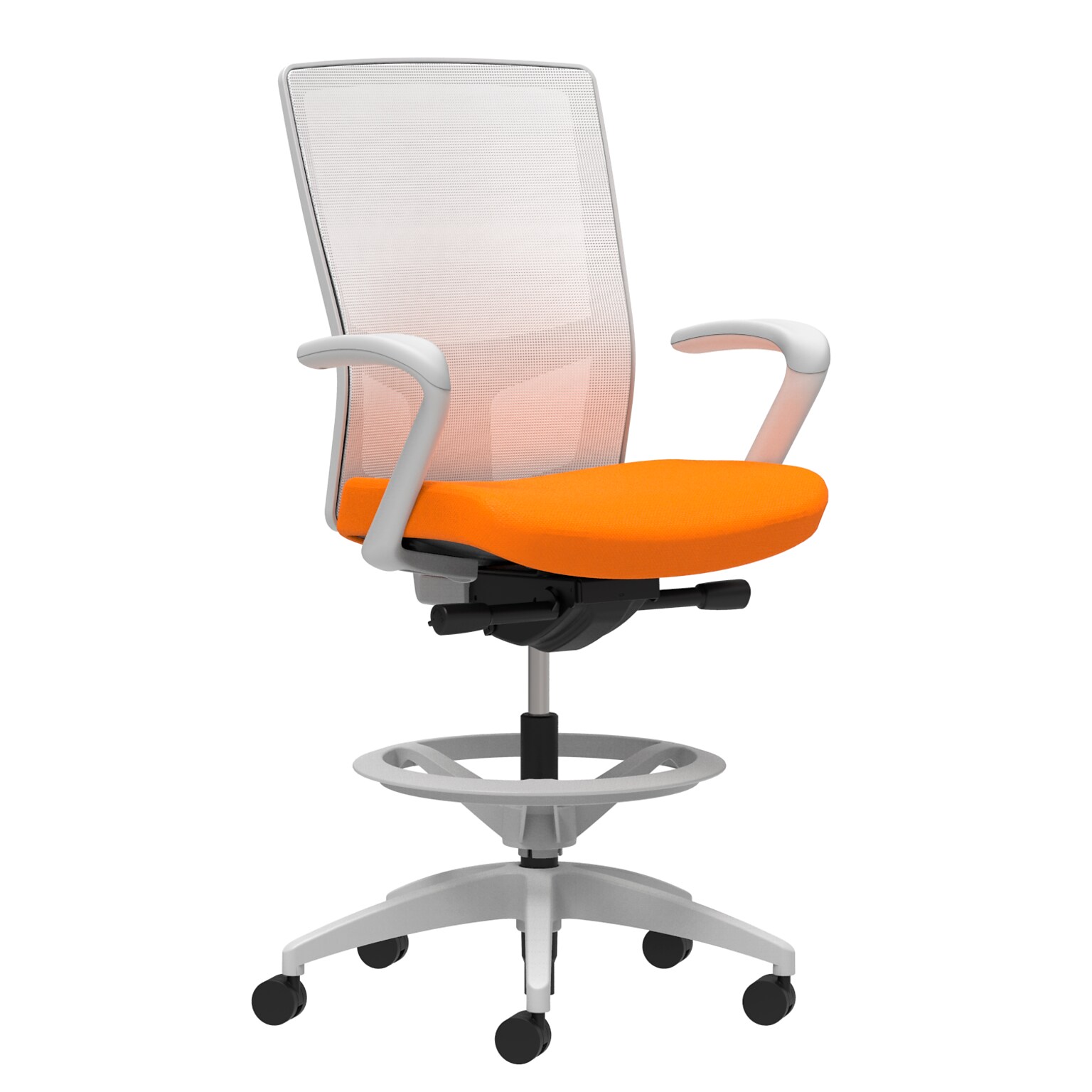 Union & Scale Workplace2.0™ Fabric Stool, Apricot, Integrated Lumbar, Fixed Arms, Synchro-Tilt Seat Control (53787)