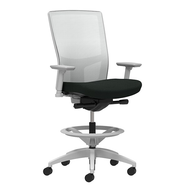 Union & Scale Workplace2.0™ Stool, Black Vinyl, Integrated Lumbar, Height & Width Adjustable Arms, Synchro-Tilt Control (53779)