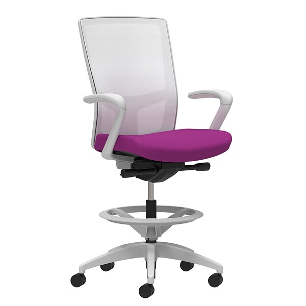 Union & Scale Workplace2.0™ Fabric Stool, Amethyst, Integrated Lumbar, Fixed Arms, Synchro-Tilt, Partial Assembly Required