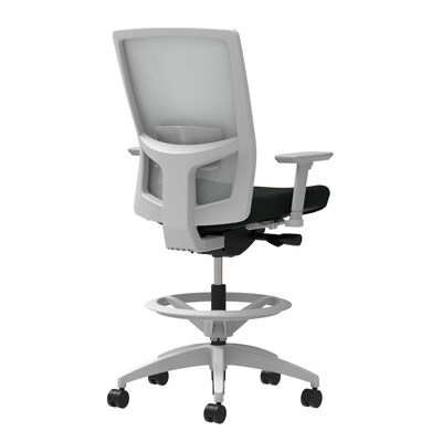 Union & Scale Workplace2.0™ Stool, Black Vinyl, Adjustable Lumbar, Height & Width Adjustable Arms, Synchro-Tilt Control (53778)