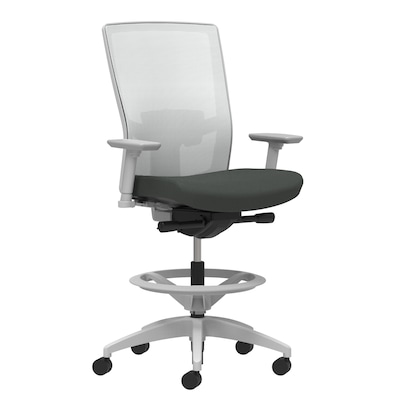 Union & Scale Workplace2.0™ Fabric Stool, Iron Ore, Adjustable Lumbar, 2D Arms, Synchro-Tilt (53776)