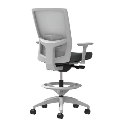 Union & Scale Workplace2.0™ Fabric Stool, Iron Ore, Adjustable Lumbar, 2D Arms, Synchro-Tilt (53776)