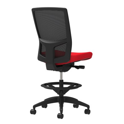 Union & Scale Workplace2.0™ Fabric Stool, Ruby Red, Integrated Lumbar, Armless, Synchro-Tilt Seat Control (53889)