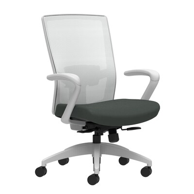 Union & Scale Workplace2.0™ Fabric Task Chair, Iron Ore, Adjustable Lumbar, Fixed Arms, Synchro-Tilt with Seat Slide (53527)