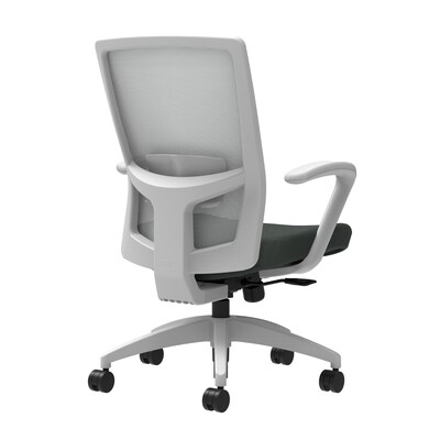 Union & Scale Workplace2.0™ Fabric Task Chair, Iron Ore, Adjustable Lumbar, Fixed Arms, Synchro-Tilt with Seat Slide (53527)