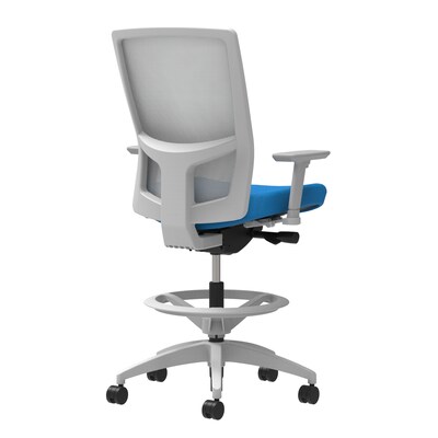 Union & Scale Workplace2.0™ Fabric Stool, Cobalt, Integrated Lumbar, Height/Width Adjustable Arms, Synchro-Tilt Control (53769)