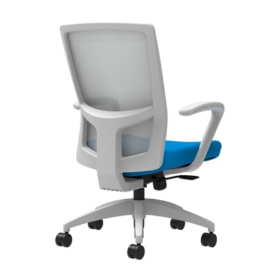 Union & Scale Workplace2.0™ Fabric Task Chair, Cobalt, Integrated Lumbar, Fixed Arms, Synchro-Tilt with Seat Slide (53520)