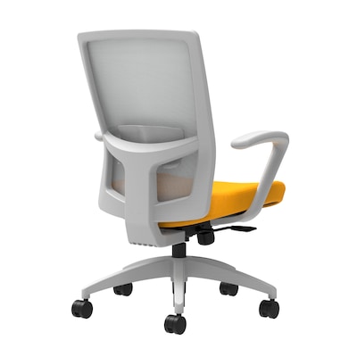 Union & Scale Workplace2.0™ Fabric Task Chair, Goldenrod, Adjustable Lumbar, Fixed Arms, Synchro-Tilt with Seat Slide (53521)