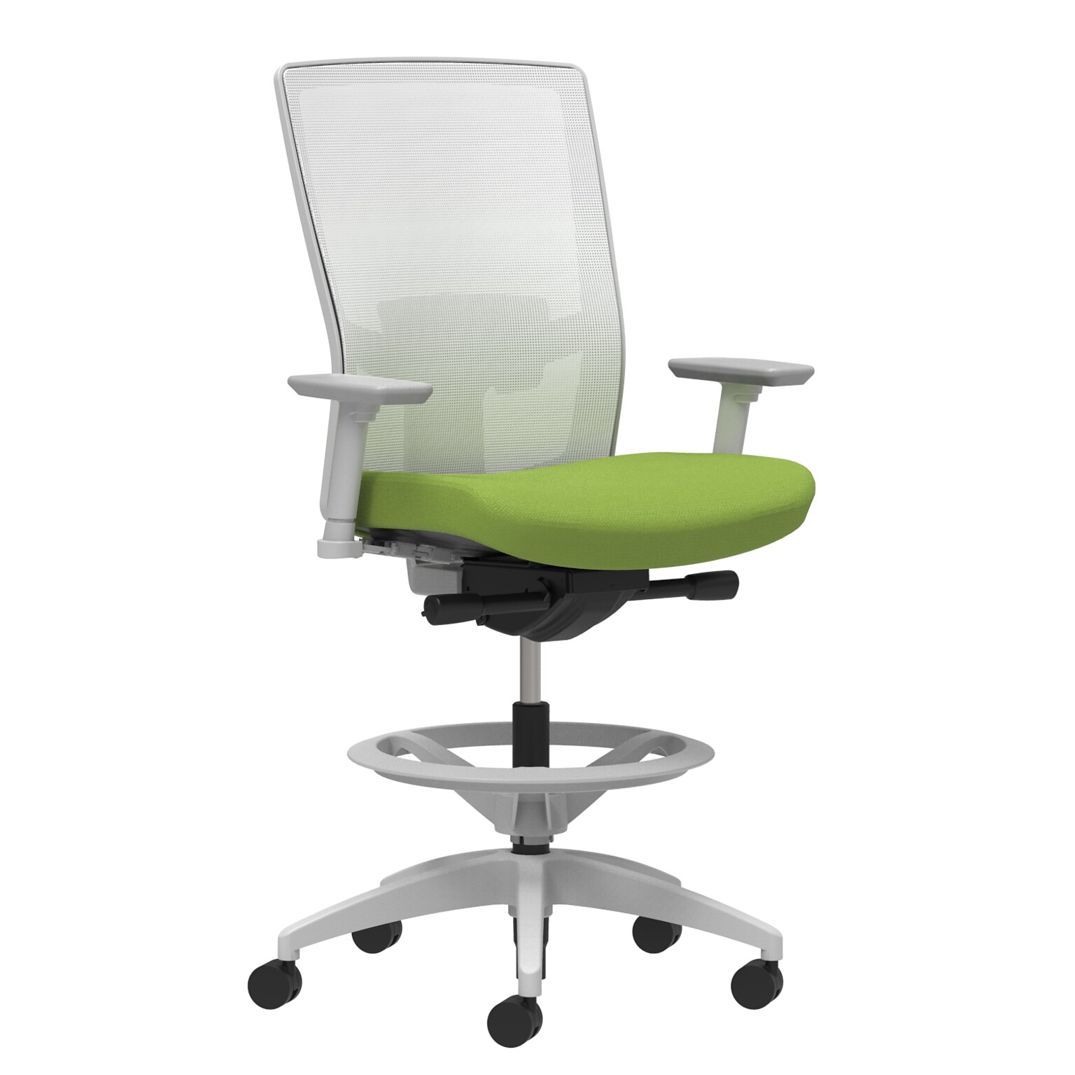 Union & Scale Workplace2.0™ Fabric Stool, Pear, Adjustable Lumbar, Height & Width Adjustable Arms, Synchro-Tilt Control (53772)