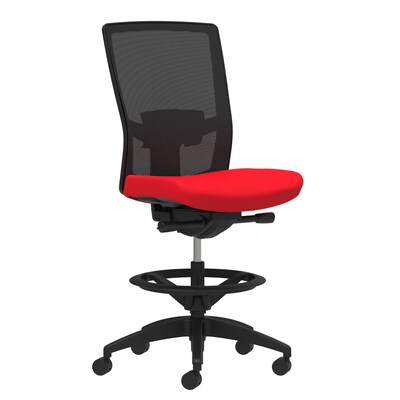 Union & Scale Workplace2.0™ Fabric Stool, Ruby Red, Adjustable Lumbar, Armless, Synchro-Tilt Seat Control (53888)