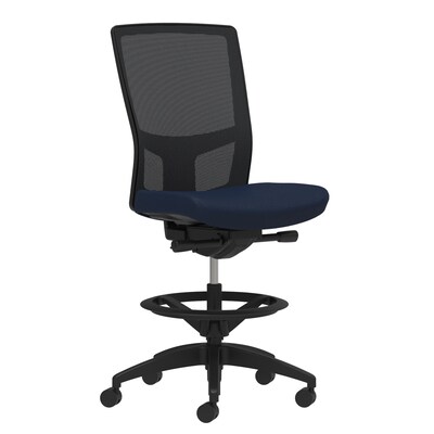Union & Scale Workplace2.0™ Fabric Stool, Navy, Integrated Lumbar, Armless, Synchro-Tilt Seat Control (53887)