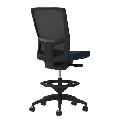 Union & Scale Workplace2.0™ Fabric Stool, Navy, Integrated Lumbar, Armless, Synchro-Tilt Seat Control (53887)