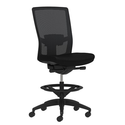 Union & Scale Workplace2.0™ Fabric Stool, Black, Adjustable Lumbar, Armless, Synchro-Tilt Seat Control (53880)