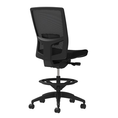 Union & Scale Workplace2.0™ Fabric Stool, Black, Adjustable Lumbar, Armless, Synchro-Tilt Seat Control (53880)